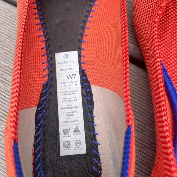 ROTHY'S The Point Retired Persimmon Orange flats shoes sz 7 - Picture 2 of 5